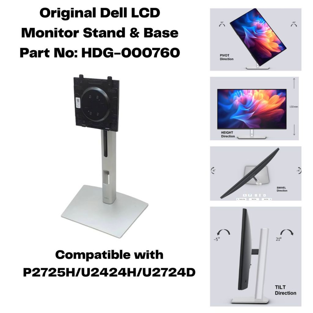️ Dell LCD Monitor Stand & Base ️ Part No: HDG-000760 รุ่นที่รองรับ: P2725H / U2424H / U2724