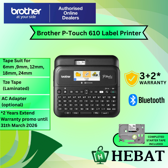 BROTHER PTouch H110 12mm / D460BT 18mm / PT D210 12mm / D610BT 24mm LABEL PRINTER