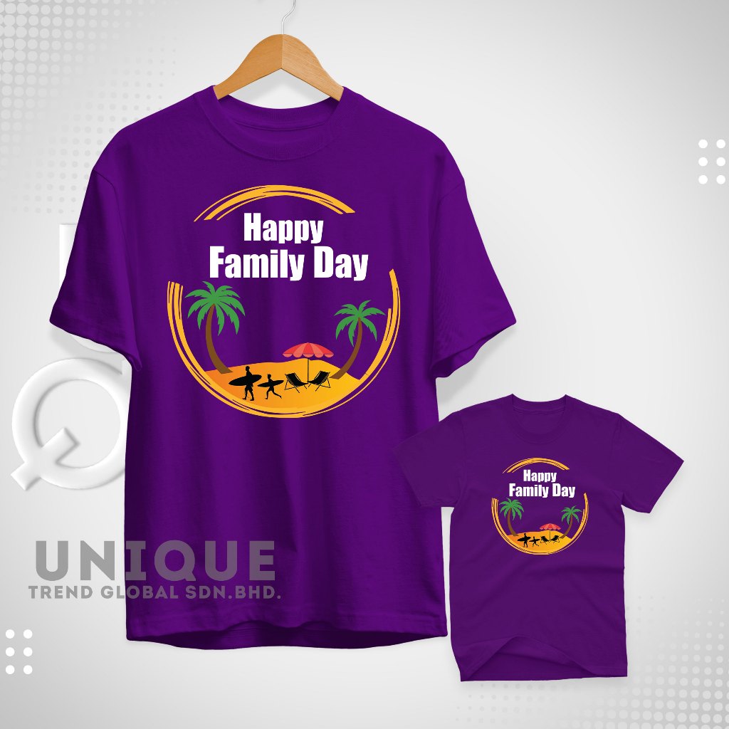 Family Day Cotton T-Shirt Kids & Adult สบาย Breathable Local Brand Size 3Y–XXL FD3
