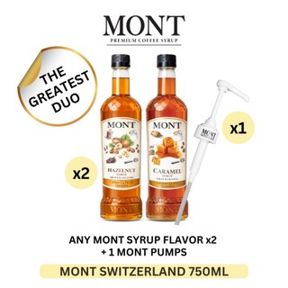 [COMBO MIX] Mont Switzerland Flavor Syrup (2 Bottle + 1 branded 10ml pumps) 750ml Halal Mix
