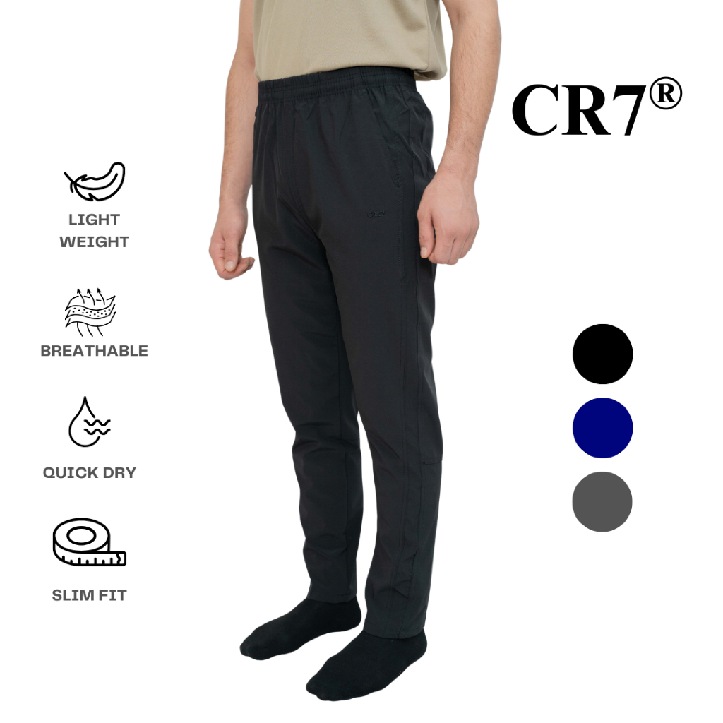 CR7 Seluar Track Lelaki Track Slim Fit Lelaki Unisex Quick Dry Track Bottom - สีดํา/กรมท่า/เทาเข้ม C