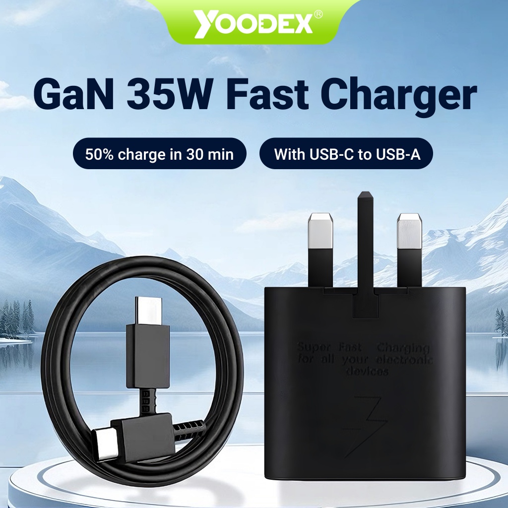 YOODEX 35W PD 5X Fast Charger Faster ดีและคุณภาพสูงพร้อมสาย USB Type C ถึง IP UK 3 Pin