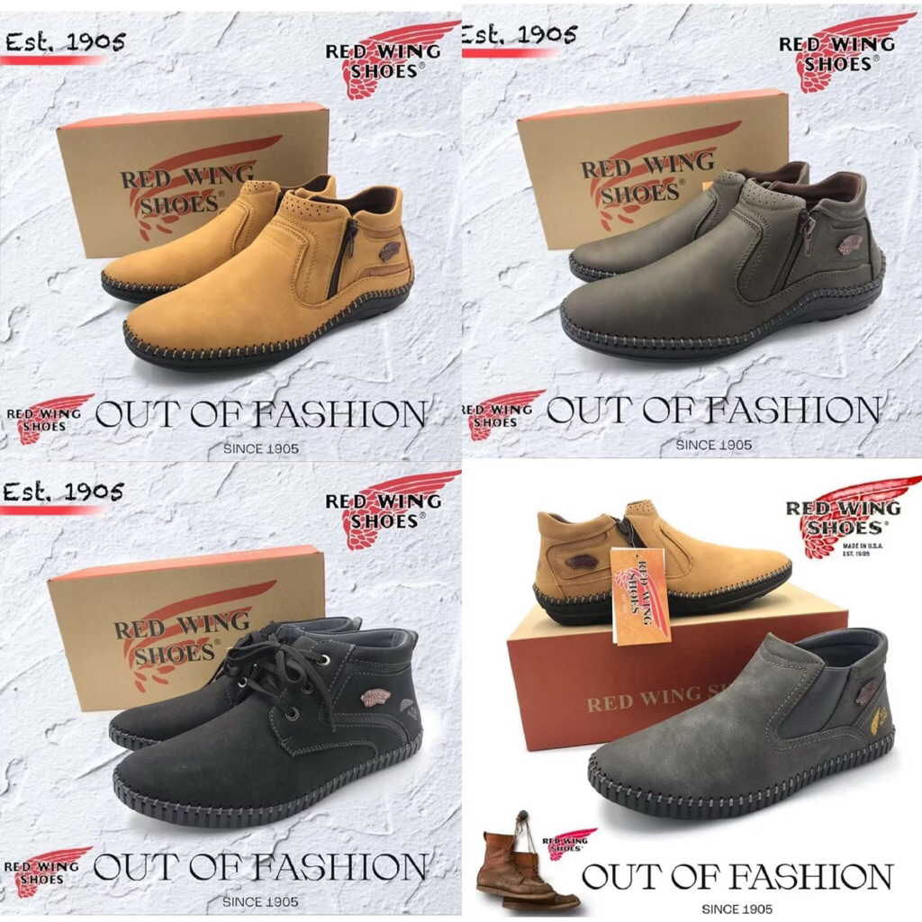 แนวโน้ม Superlatives ผู้ชายs คลาสสิกสมาร์ท Dual Zipper REDWlNG Loafer Boot รองเท้า Kasut Lofer MidCu