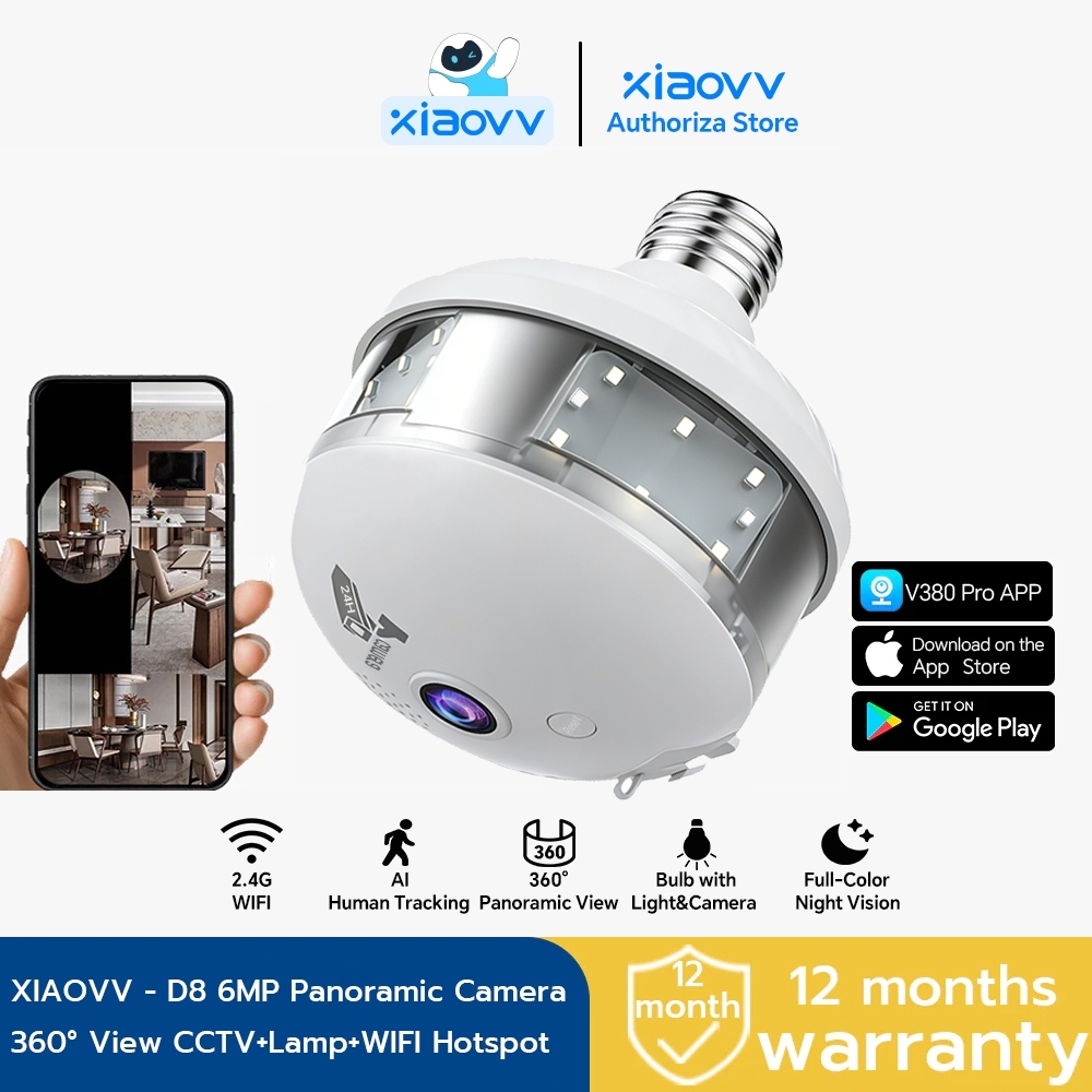 V380 Pro D8 WIFI 6MP Panoramic IP Security กล้องกล้องวงจรปิด 360 ดู Full Color Night Vision 4G กล้อง