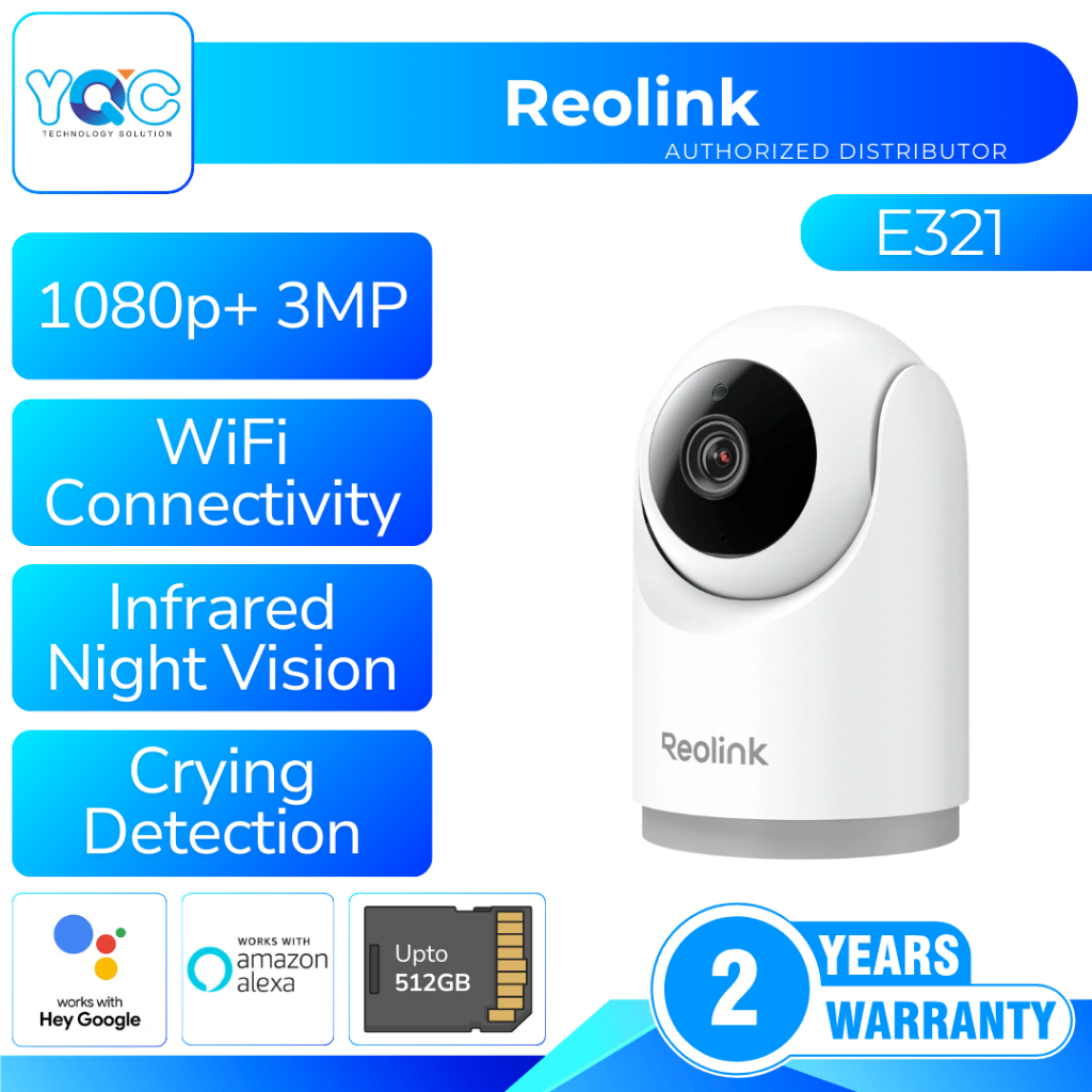 Reolink E321 3MP ในร่ม Wi-Fi PTZ กล้องสมาร์ทคน/สัตว์เลี้ยง/Cry Detection การติดตามอัตโนมัติ Baby Mon