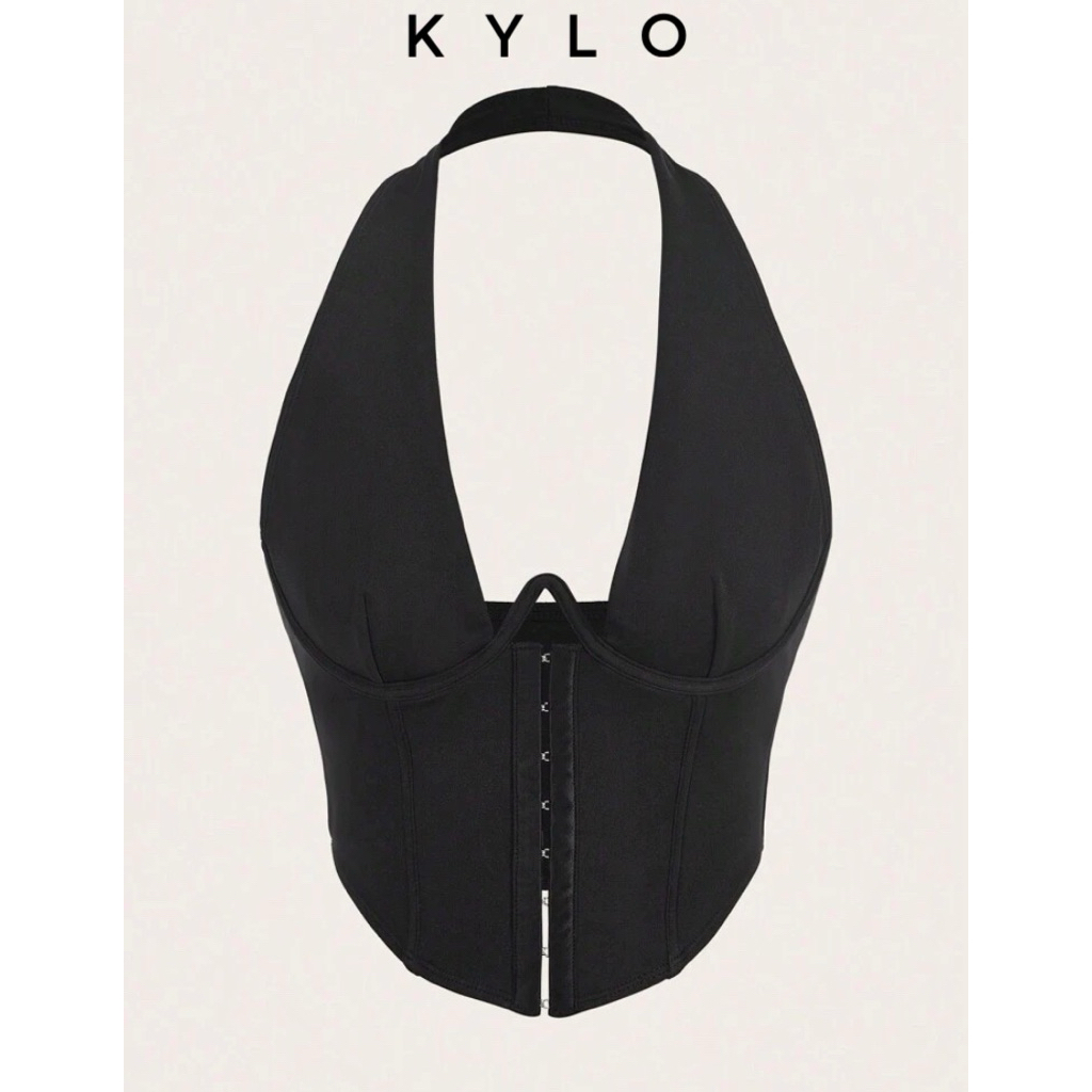 KYLO Dark Academia Going Out Tops Hook And Eye Backless Halter Top