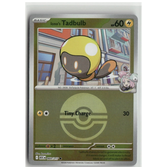 Ionos Tadbulb 069/217 Poke Ball Reverse Holo Ascended Heroes Pokemon TCG