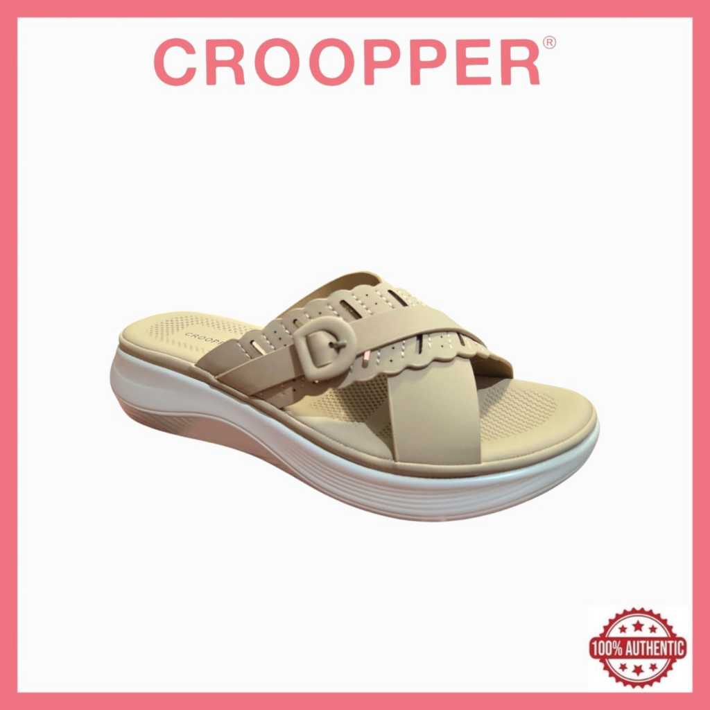 Croopper CP511-27 รองเท้าแตะ Raya Wanita – สีดํา / แอปริคอท
