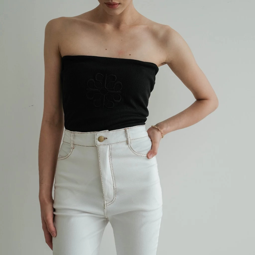 Amygo Store – Anagram Tube Top Strapless Fit Tube Top Minimalist Women Basic Top