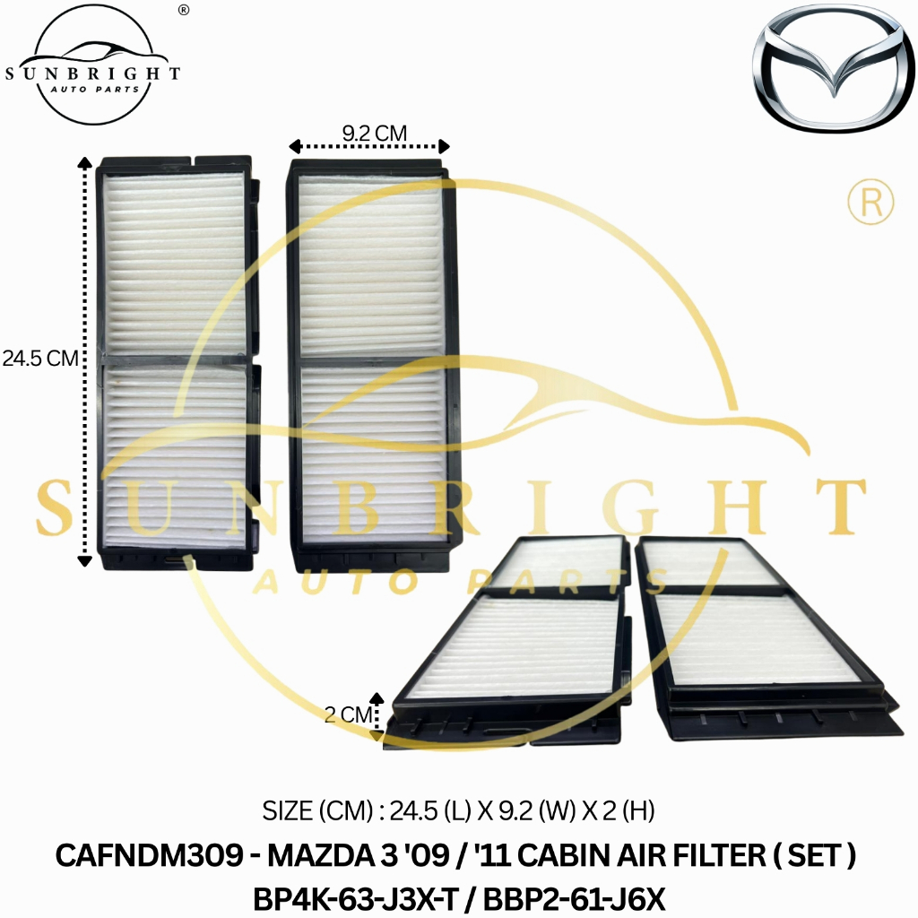 MAZDA 3 09 / 11 CABIN AIR FILTER ( SET ) BP4K-63-J3X-T / BBP2-61-J6X