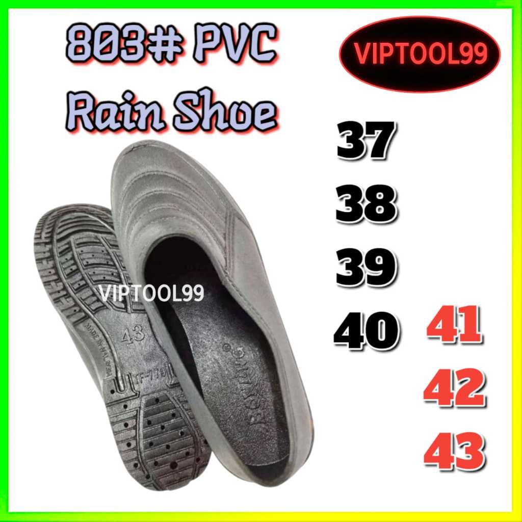803 PVC RAIN SHOE "Bowling" ผู้ใหญ่ (37-43) PVC Black Slip on Shoes/Kasut Getah Sarung Hitam