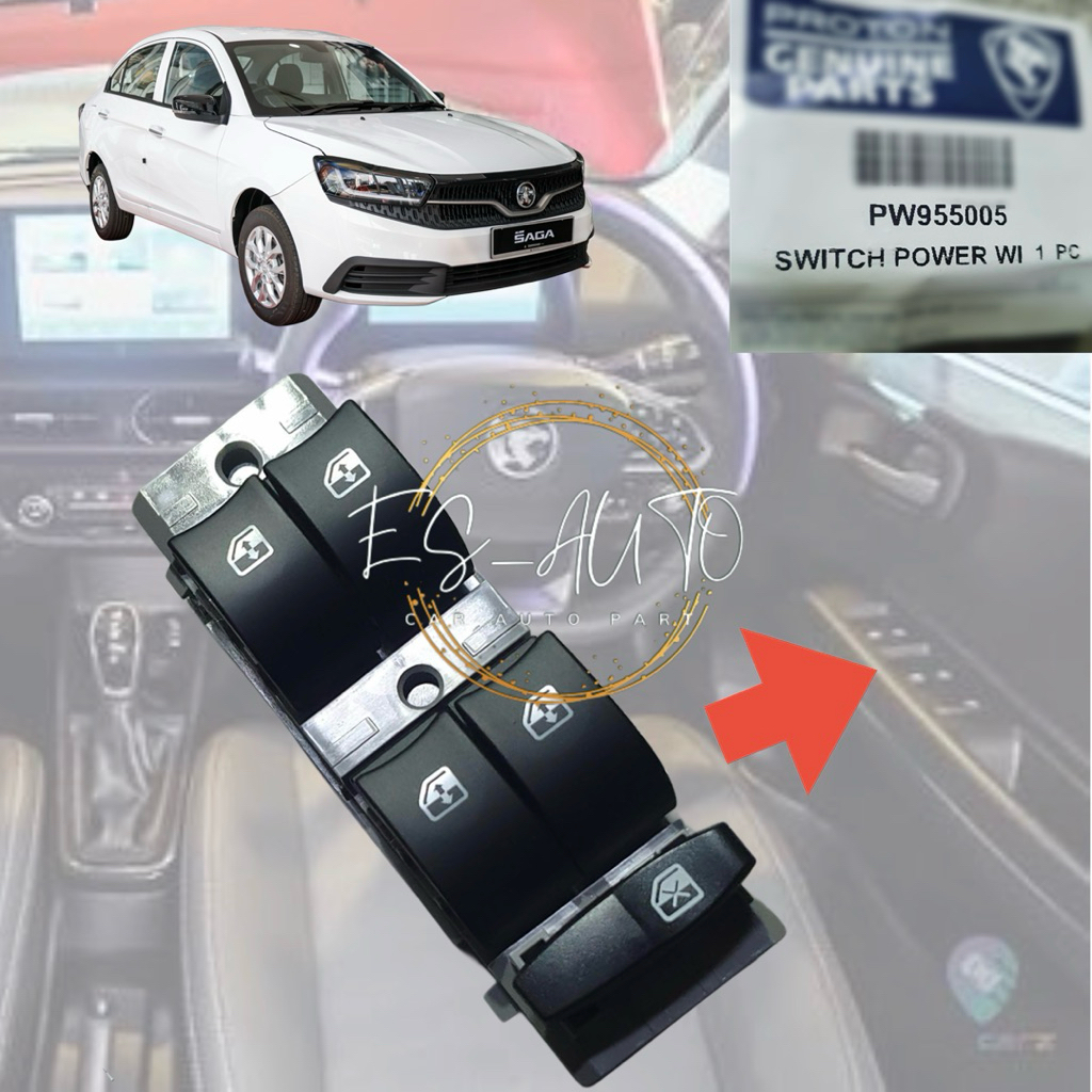 *Proton Saga Mc3 2026 (Spec-Standard / Executive) Front Power Window Main/ Master Switch Right Pw955
