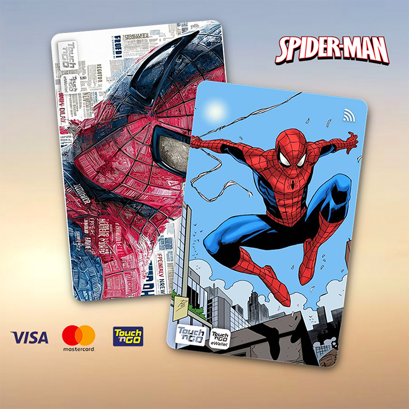SPIDER-MAN TNG - สัมผัส N GO สติ๊กเกอร์ SPIDERMAN CARD / ฝาครอบสติ๊กเกอร์ ATM, การ์ด TNG, การ์ด ATM