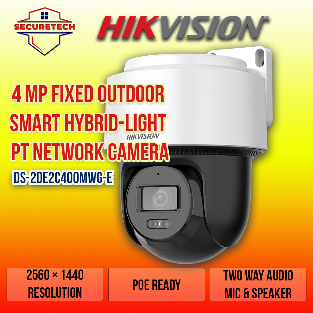 Hikvision DS-2DE2C400MWG-E 4MP PT IPCamera ColorVu สีเต็ม | แพนเอียง| ไมค์และลําโพงในตัว | PoE PoE