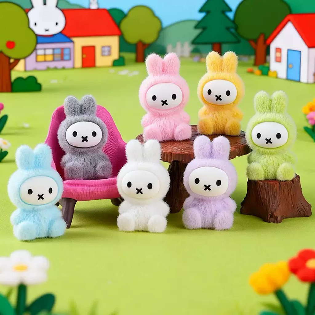 Miffy Arenuden Rice Series Series Shar Mini Velvet Miffy Bunny Figure Series ชุด 7 ชิ้น