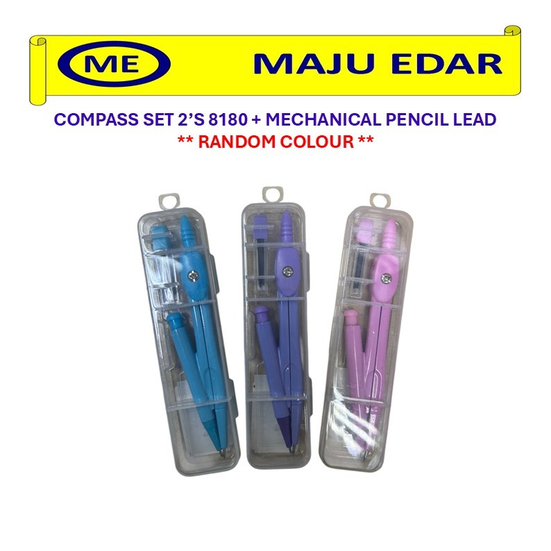 COMPASS SET 2S 8180 + MECHANICAL PENCIL LEAD / GEOMETRI SET / DRAWING COMPASS