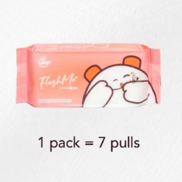 PoPi Naam Mini -1 แพ็ค 7 ดึง |1包7 可冲 浴巾|Popi Naam Mini Tisu Basah Tandas กระดาษเปียกแบบฟลัชได้ อ่อนโ