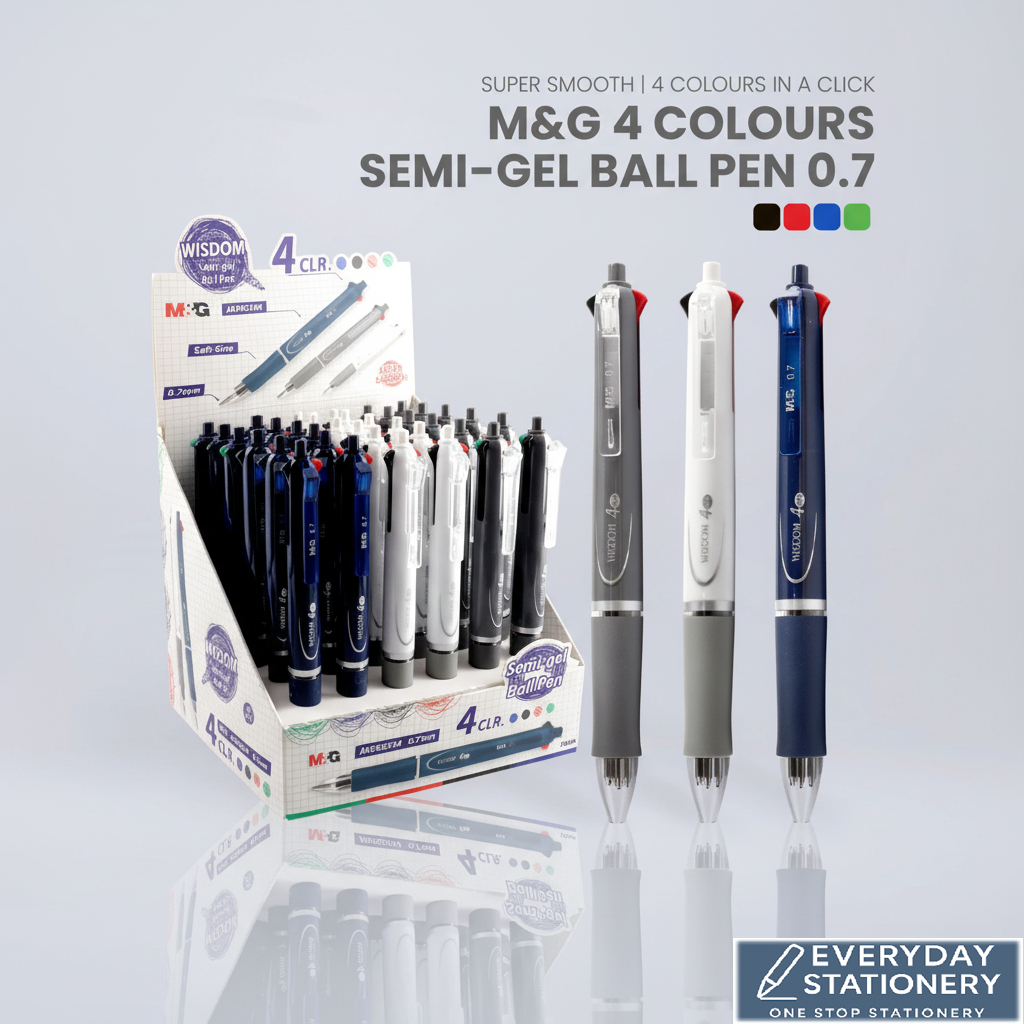 M&G Wisdom ปากกาลูกลื่นกึ่งเจล 4 สี 0.7 มม. น้ําเงิน / แดง / เขียว / ดํา 4in1