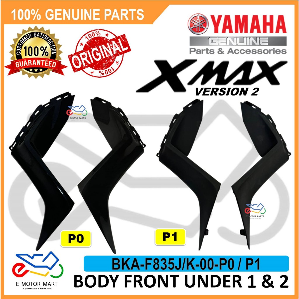 XMAX V2 BODY FRONT UNDER 1 2 ซ้ายขวาสีดําเคลือบสีดํา -BKA-F835J/K-00-P0/P1