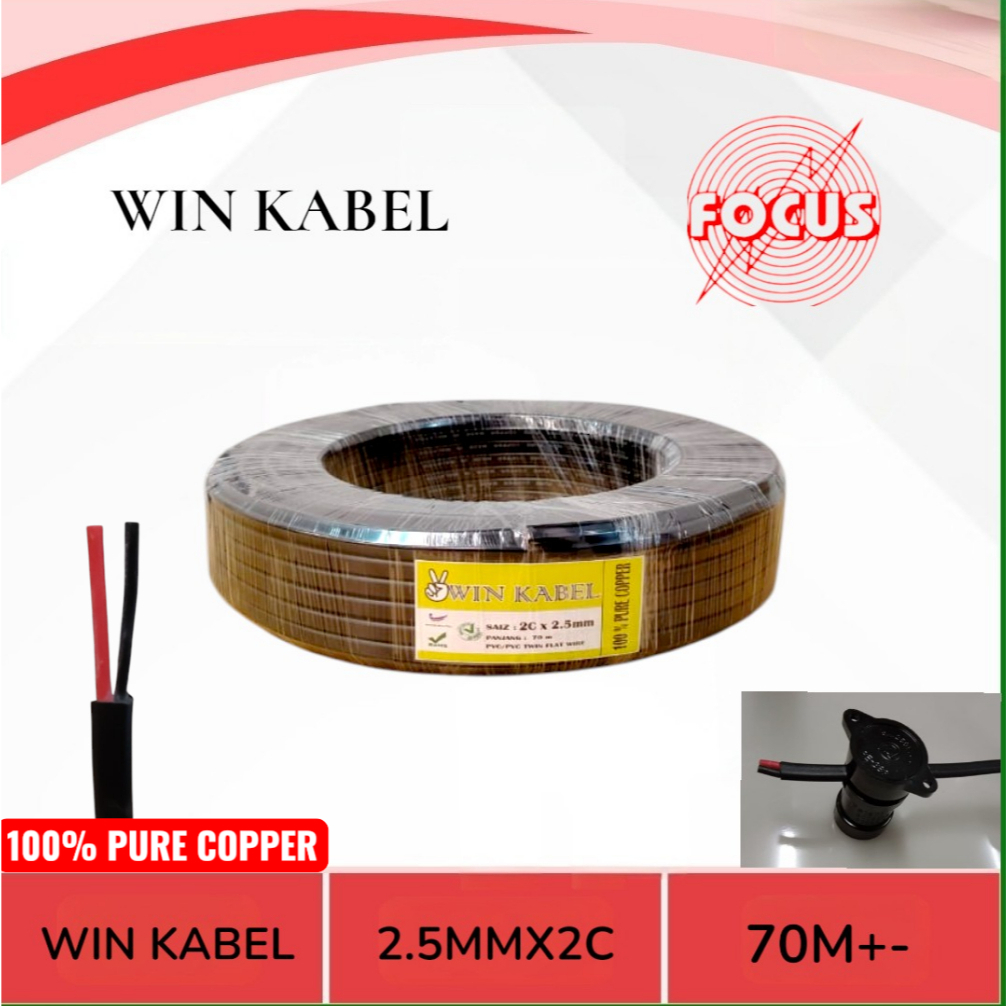 WIN KABEL 2.5MM X 2 CORE TWIN FLAT CABLE ( PURE COPPER ) 70 เมตร + -