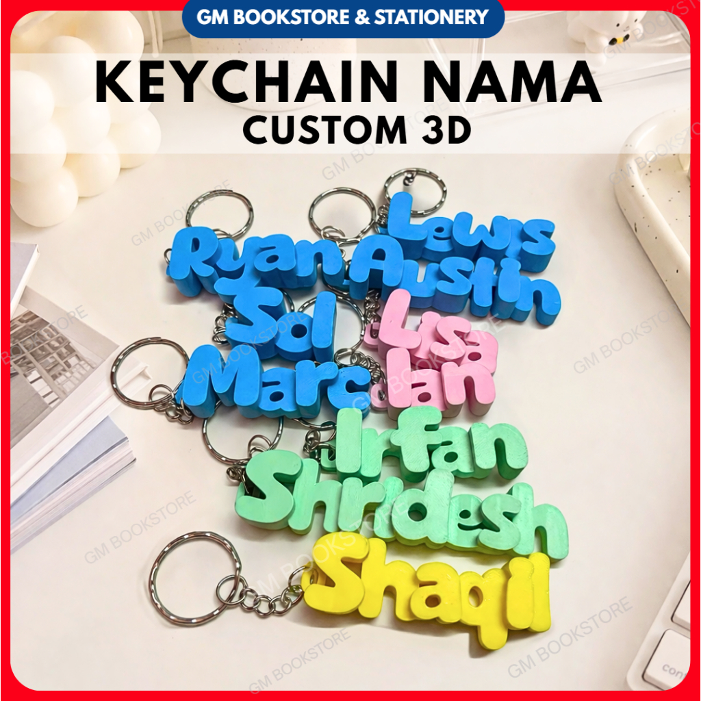 CUSTOM 3D NAME KEYCHAIN PRINT VARIOUS COLORS KEYCHAIN BEG KEYCHAIN CUSTOM KEYCHAIN