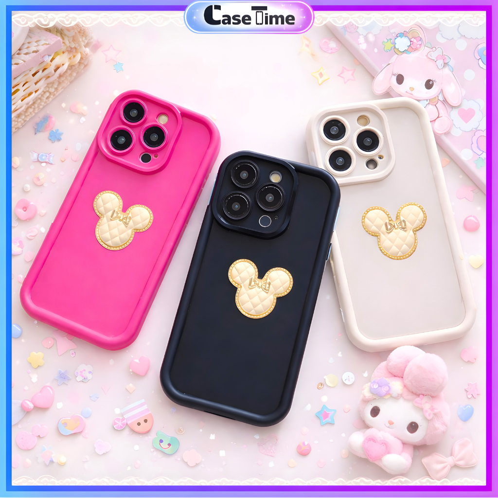 Oppo A74 A76 A77s A78 A79 A93 A95 A96 A98 3D minnie ริบบิ้นเพชร solid soft case ปลอกโทรศัพท์ matte f