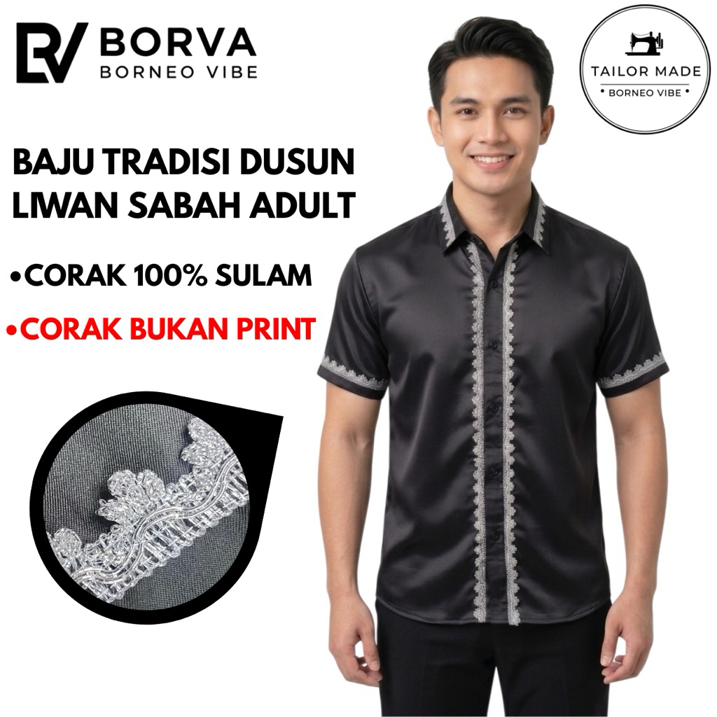 3.0 Modern Short Sleeve Dusun Liwan เสื้อพื้นเมืองชาติพันธุ์