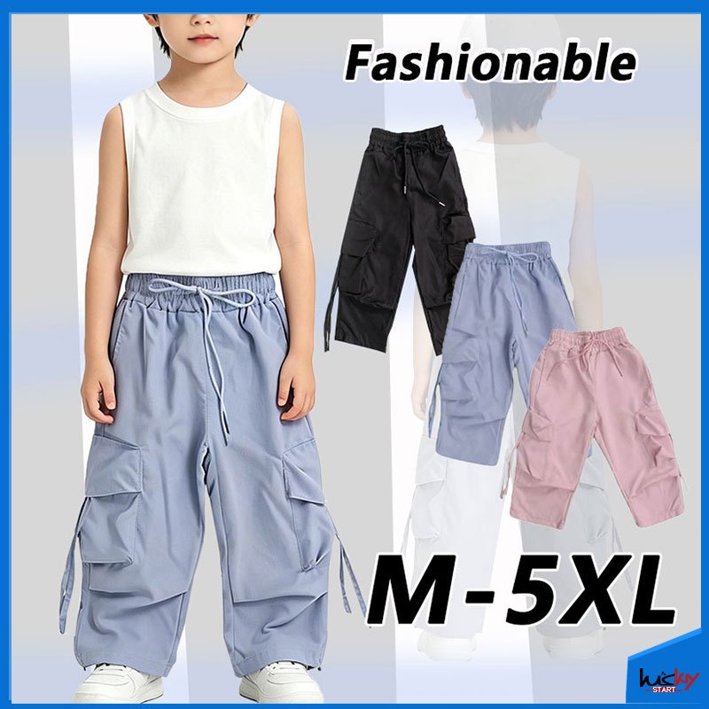 LS M-5XL Unisex Kids Stylish Cargo Pants Boys and Girls Cargo Pants Kid Pants Long Pants Boys