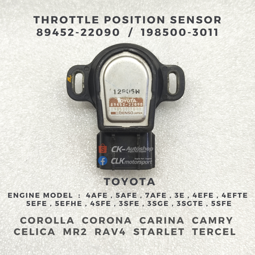 89452-22090 / 198500-3011 เซ็นเซอร์ TPS - Toyota 4AFE 5AFE 7AFE 4EFE 4EFTE 5EFE 5EFHE 4SFE 3SFE 3SGE