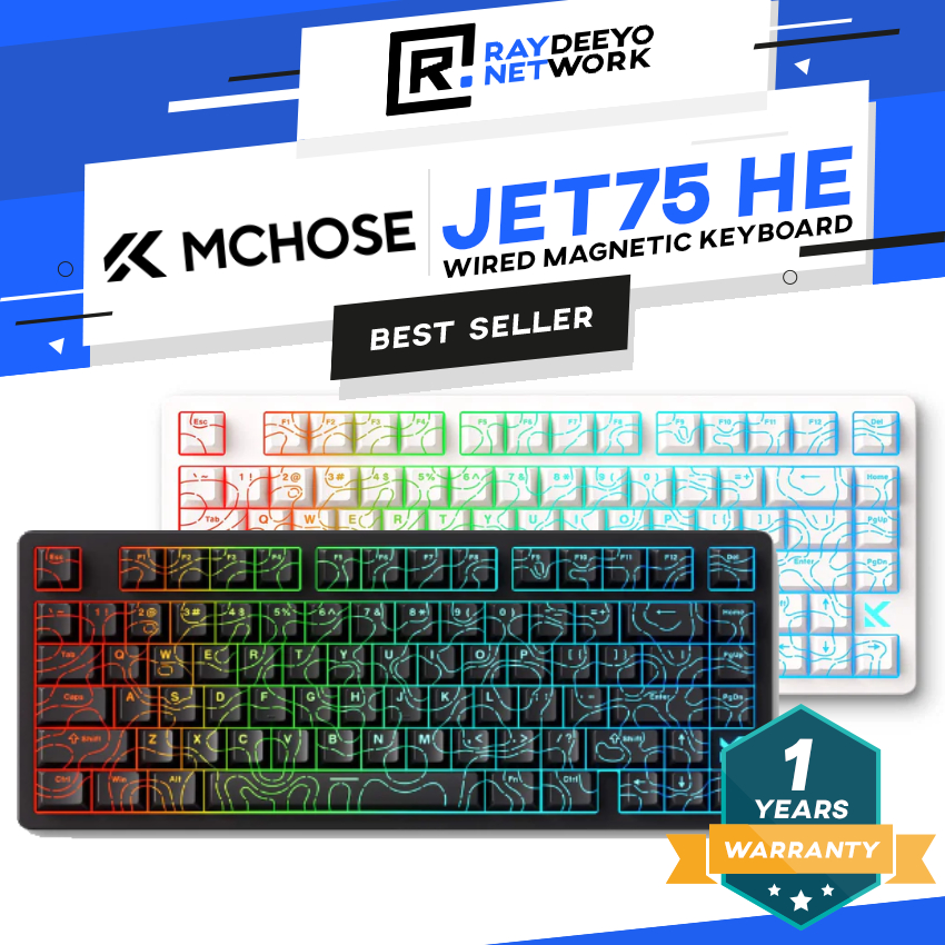 MCHOSE Jet75 Wired Topographic Edition Hall Effect Magnetic Switch คีย์บอร์ดเกม 8000Hz RT