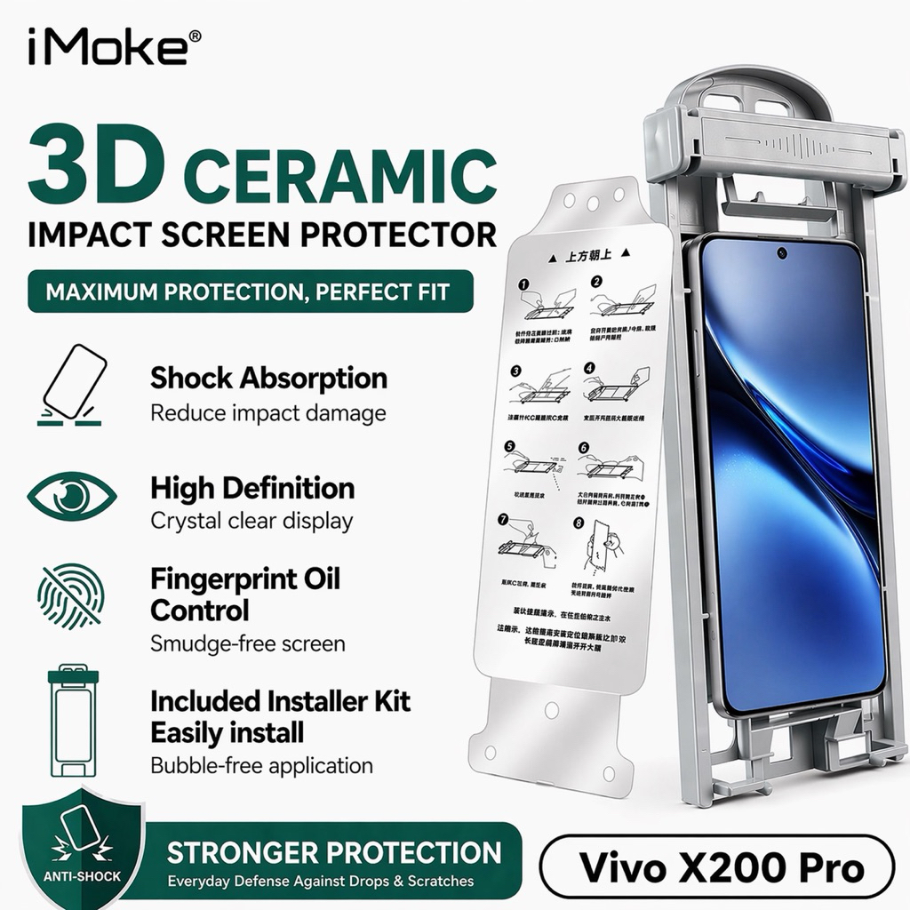 IMoke 3D Impact เซรามิคป้องกันหน้าจอสําหรับ Vivo V60/Vivo V50/X200 Pro/X200