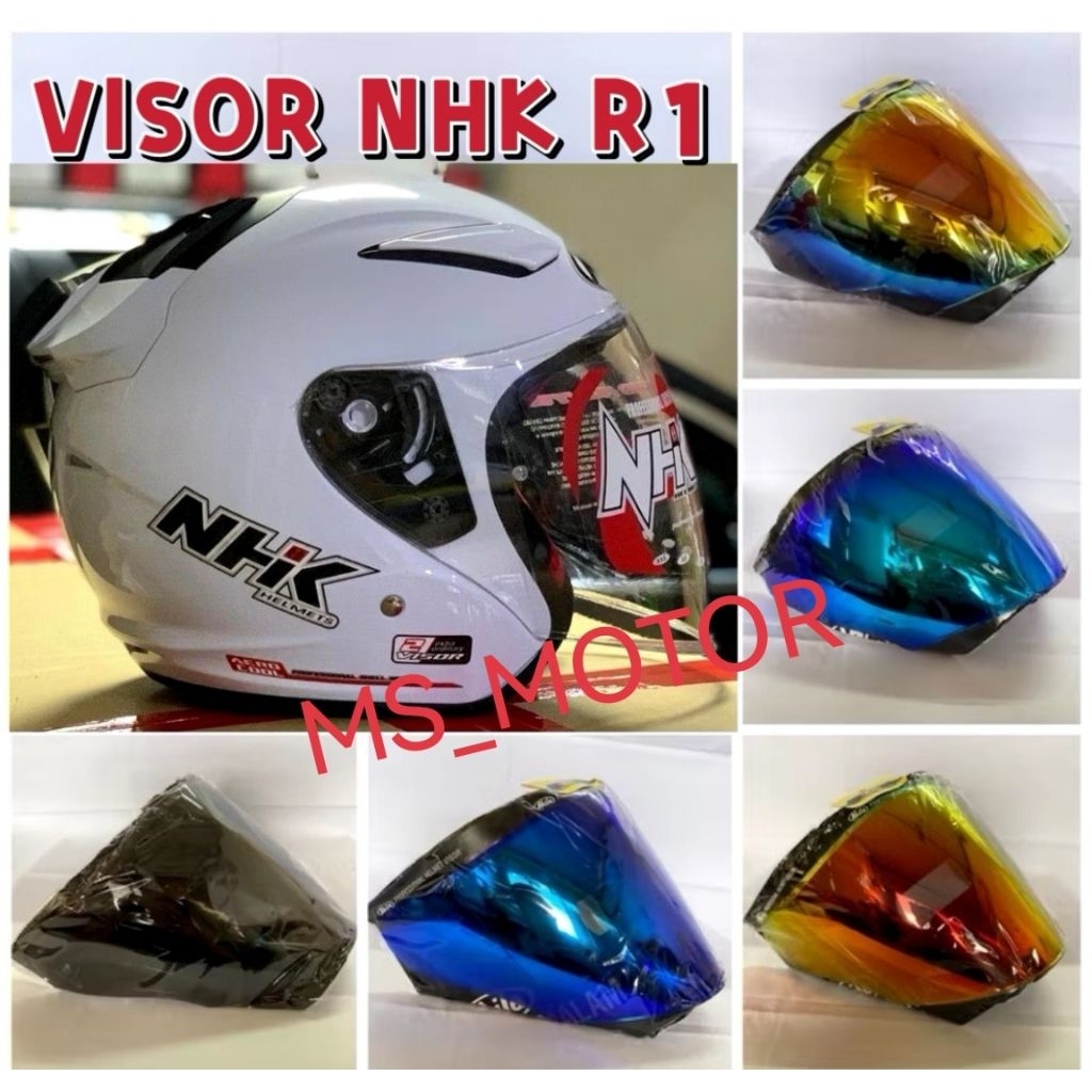 NHK R1 VISOR HELMET V1 V2 REVO BLUE PELANGI RAINBOW COLOUR TOPI CERMIN