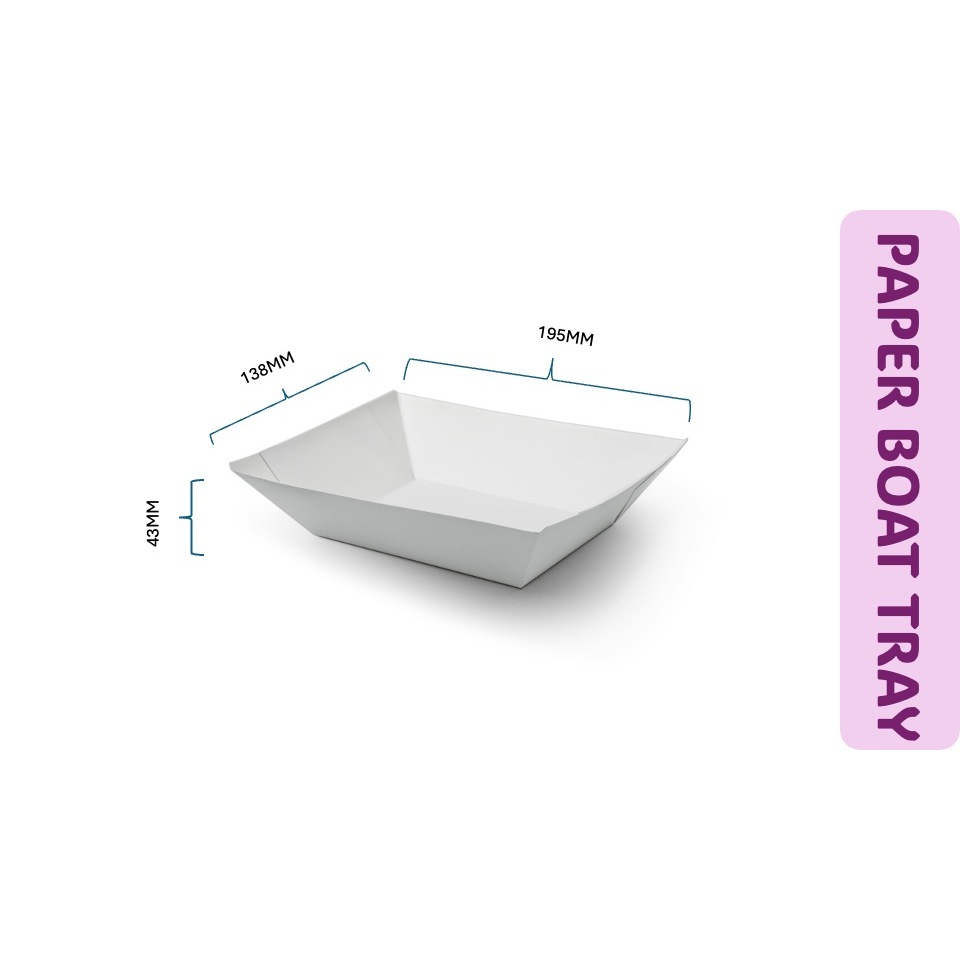 PAPER TRAY / FOOD TRAY / PAPER BOAT TRAY *M SIZE* [50PCS]