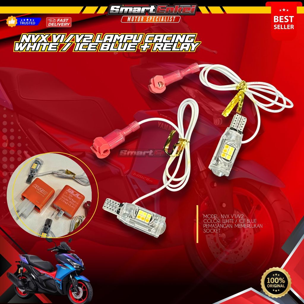 NVX V1/V2 LAMPU CACING WHITE / ICE BLUE + RELAY