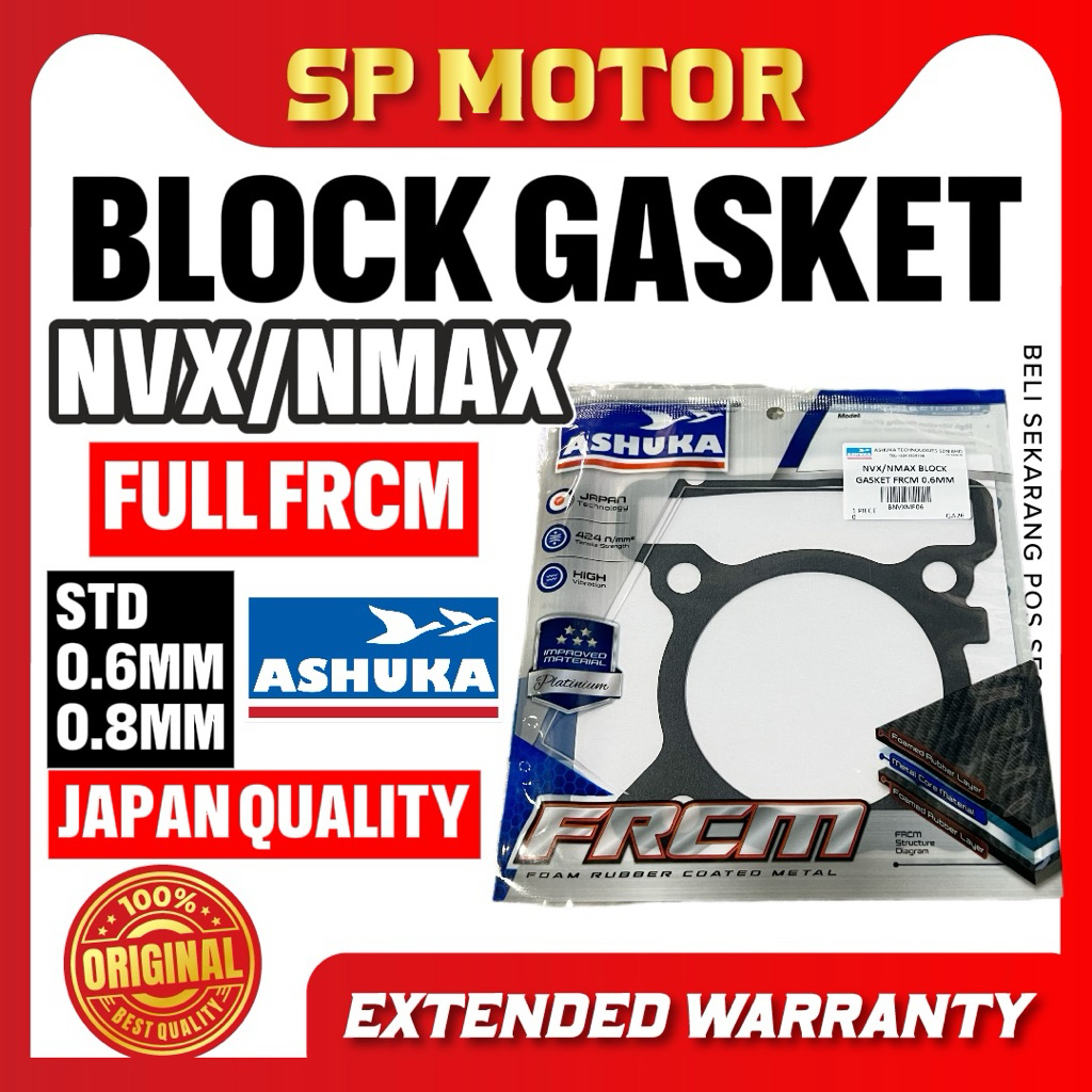 Y16 Y16ZR NVX v1 v2 NMAX BLOCK GASKET FRCM HITAM ASHUKA 0.4 มม. 0.6 มม. 0.8 มม.