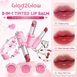 【New Launch】Glad2Glow 3-IN-1 GLOWY TINT LIP BALM Brightening Formula Boost Lip Vitality bibir centyl HydraLock