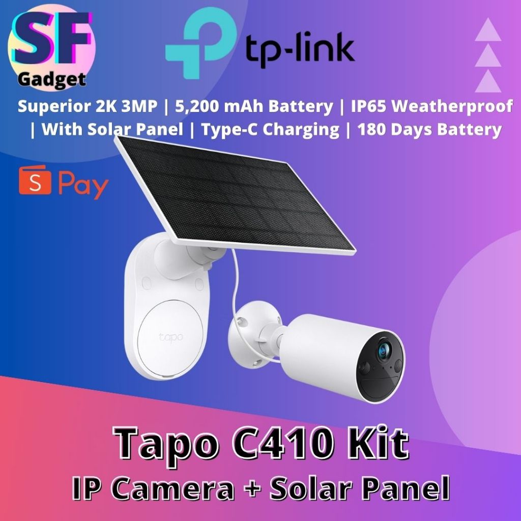 TP-Link Tapo C410 Kit กล้อง IP / กล้องวงจรปิด 2K 3MP | แบตเตอรี่ 5,200 mAh | IP65 ทนฝนและแดด | สพร้อ