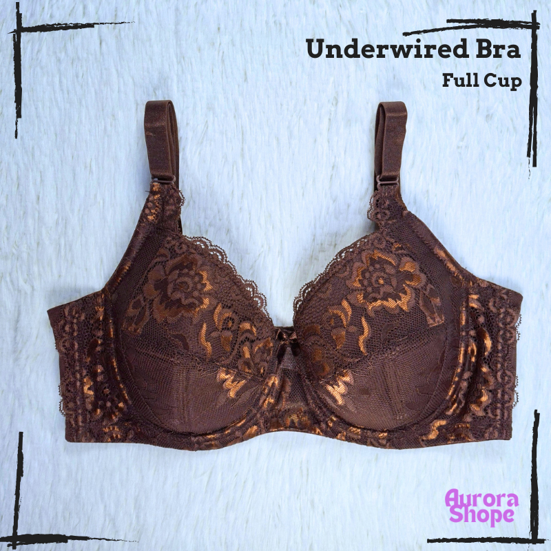 Aizah Underwired Bra Lace Full Cup Berdawai 34B-40C สีน้ําตาล