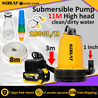 KEELAT Submersible Pump 1800L/h clean/dirty water Portable Drainage Pump High Pressure Large flow 20V Lithium Battery