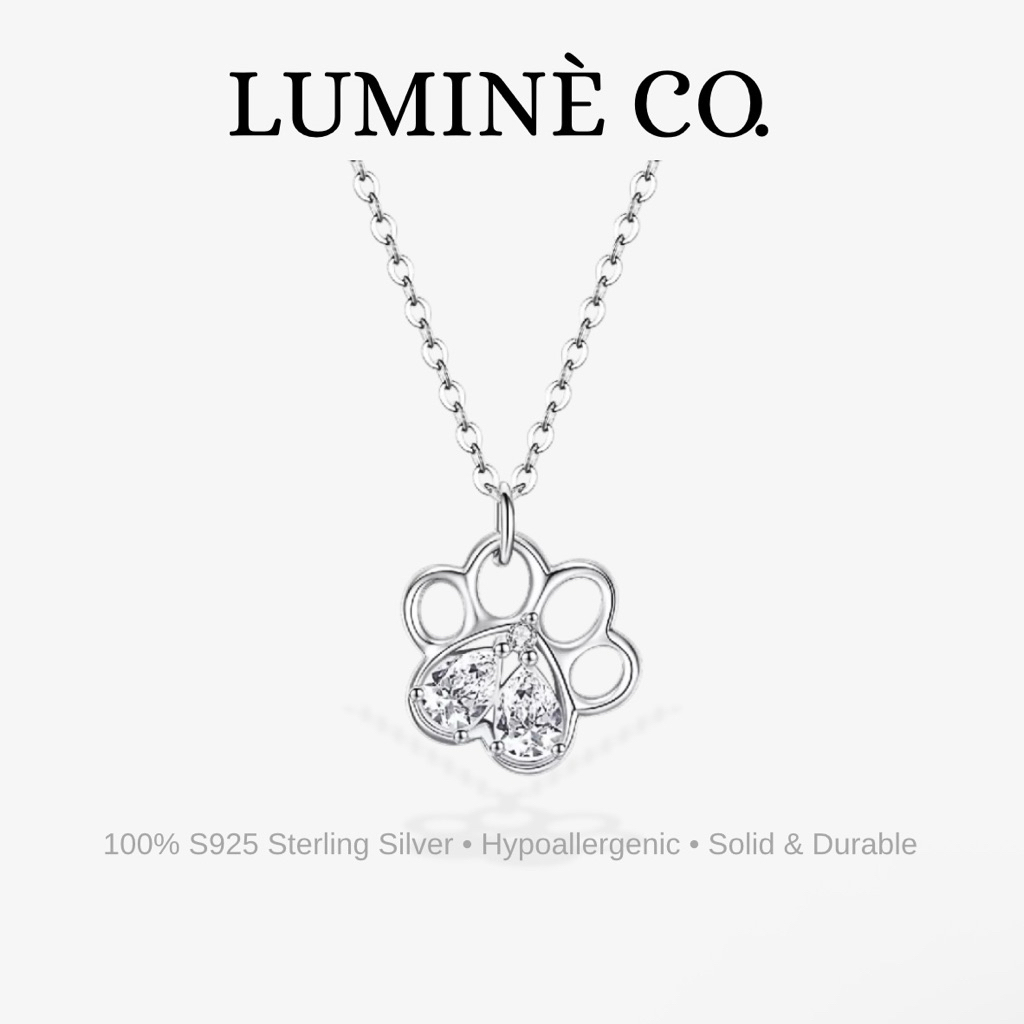 LUMINÈ CO. 100% S925 เงินหรูหรา Topaz Cat Paw Collar สร้อยคอผู้หญิง Rantai Loket Kucing Bau Topaz El