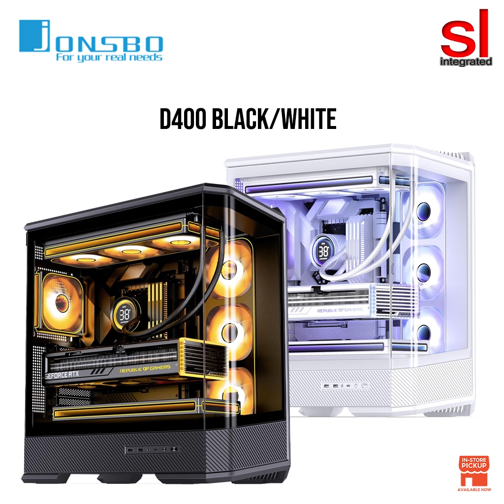 Jonsbo D400 ATX Mid-Tower Pc Case -สีดํา/ขาว