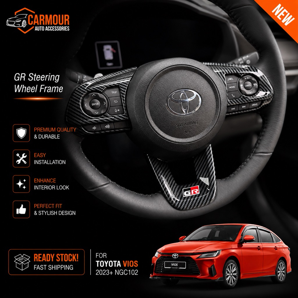 Toyota Vios NGC102/AC100 Toyota Vios 2023+ GR ฝาครอบพวงมาลัยแบบพวงมาลัย GR Type