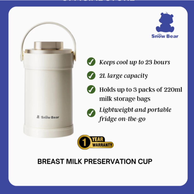 Snowbear Portable Milk Cooler 2L Little White Bear Milk Conditioner Travelling Pot Breast Milk