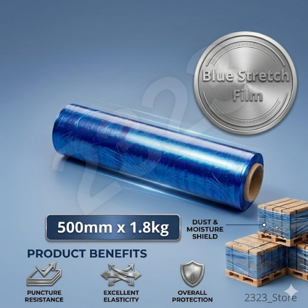 BLUE COLOUR STRETCH FILM WRAPPING FILM 500MM X 1.8KG