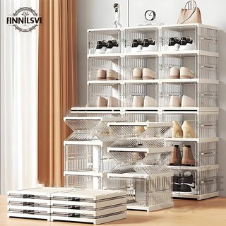 Foldable Shoe box 1-10 Layers Installation-Free Shoe storage cabinets Dustproof acrylic Storage rack