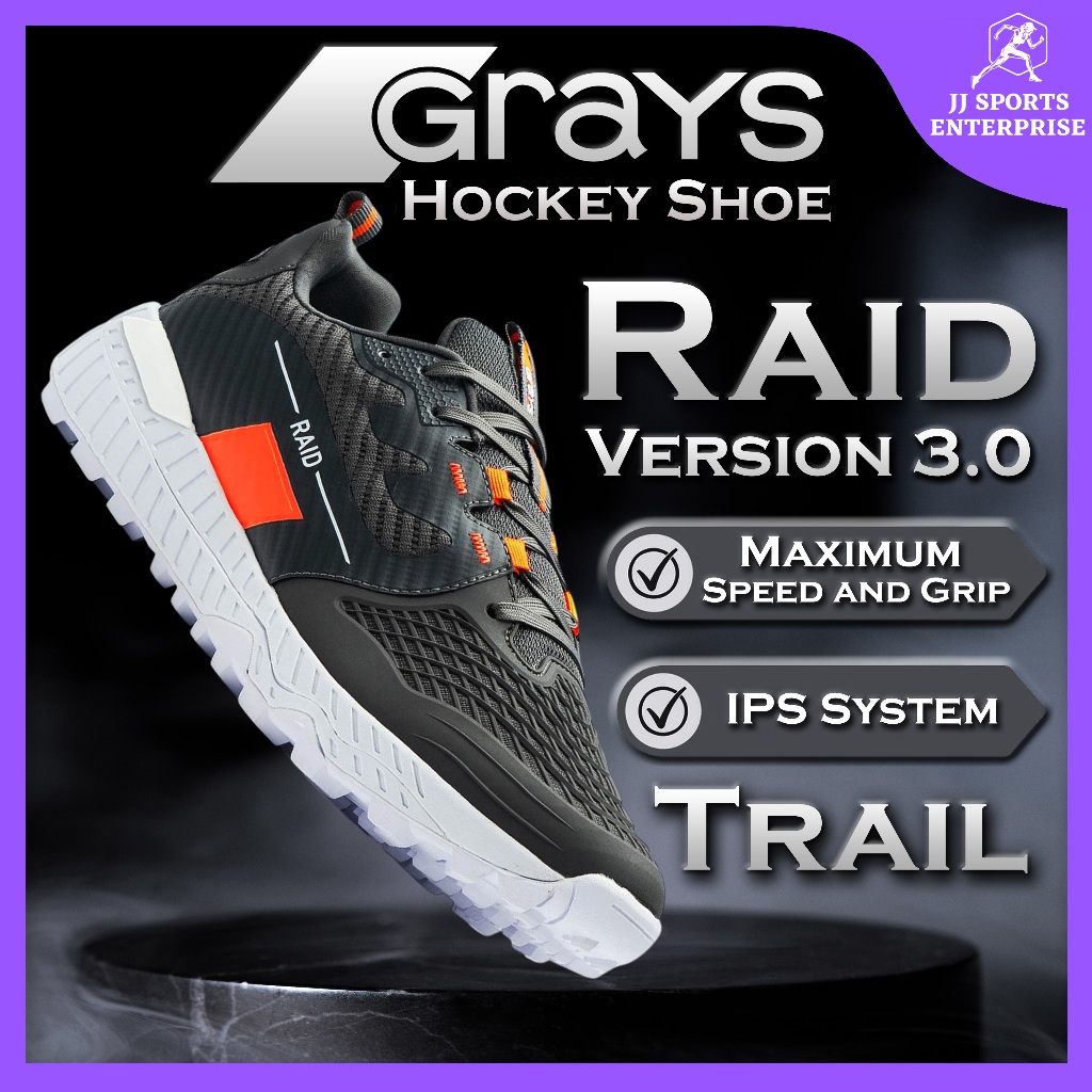 Greys Hockey Shoes Raid 3.0 Kasut Hoki Turf Shoe Greys Hockey Shoe Kasut Padang Charcoal