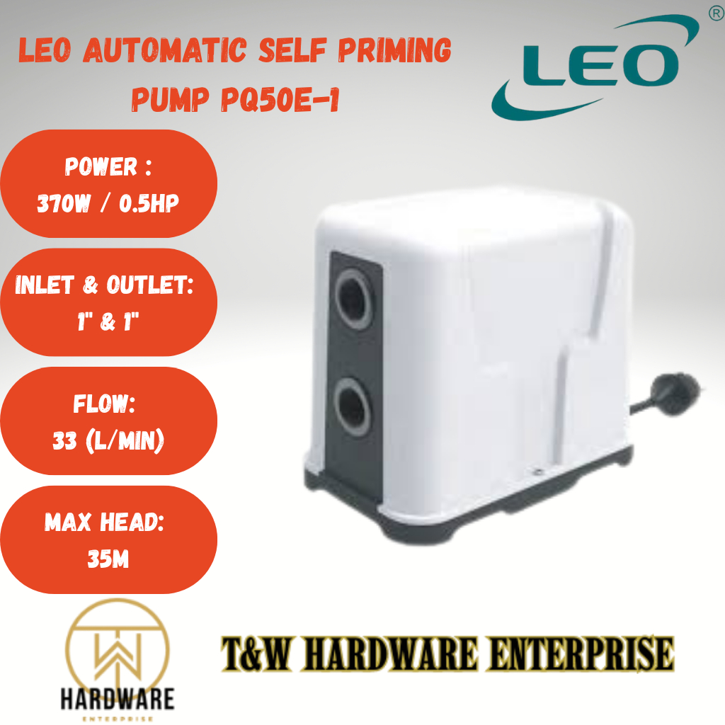 LEO 370W/0.5Hp Automatic Self-Priming Peripheral Pump PQ50E-1 - ป้องกันการวิ่งแบบแห้ง - รับประกันท้อ