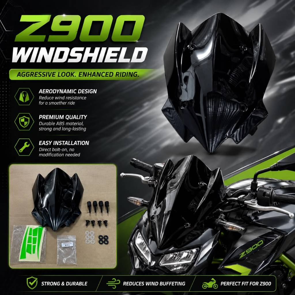 KAWASAKI Z900 Z900SE Windshield WindScreen Visor 2026 หน้าจอสีดําสไตล์ใหม่