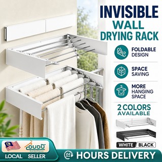 Towel Racks Stainless Steel Retractable Fold Drying Rack Wall Mounted Towel Hanger Boleh Dilipat Ampaian Baju 晾衣架
