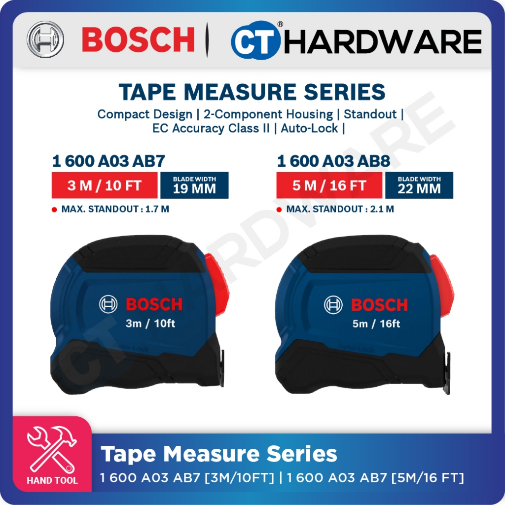 ชุดวัดเทป Bosch 1600A03AB7 [3M/10FT] 1600A03AB8 [5M/16FT] [ เครื่องมือช่าง Bosch ]